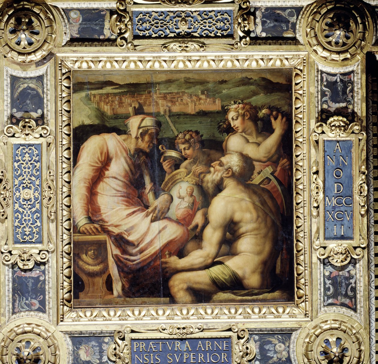 رمزية قرية سان جيوفاني فالدارنو من سقف Salone dei Cinquecento ، 1565 (لوحة) بواسطة جورجيو فاساري