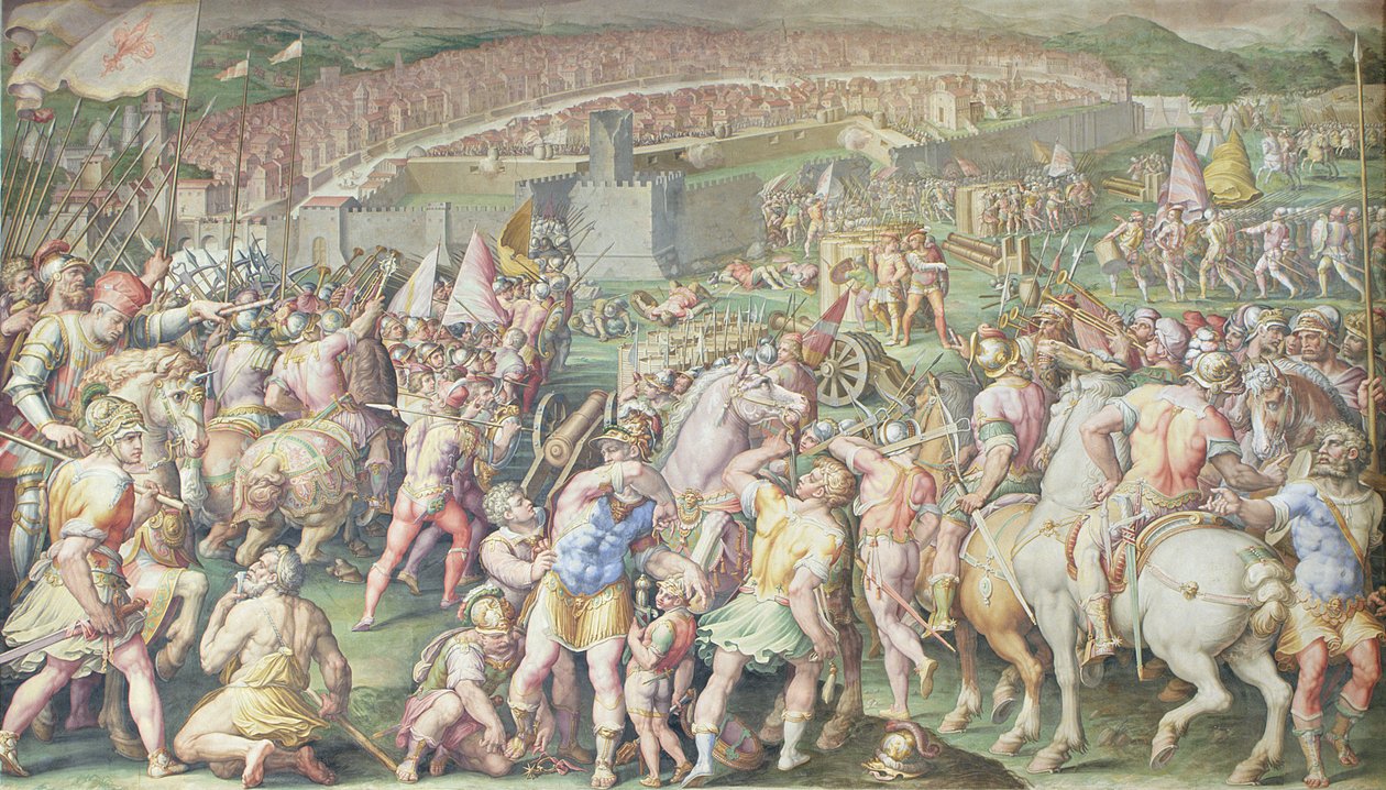 هجوم بيزا من قبل القوات الفلورنسية ، Salone dei Cinquecento ، 1555-72 بواسطة جورجيو فاساري