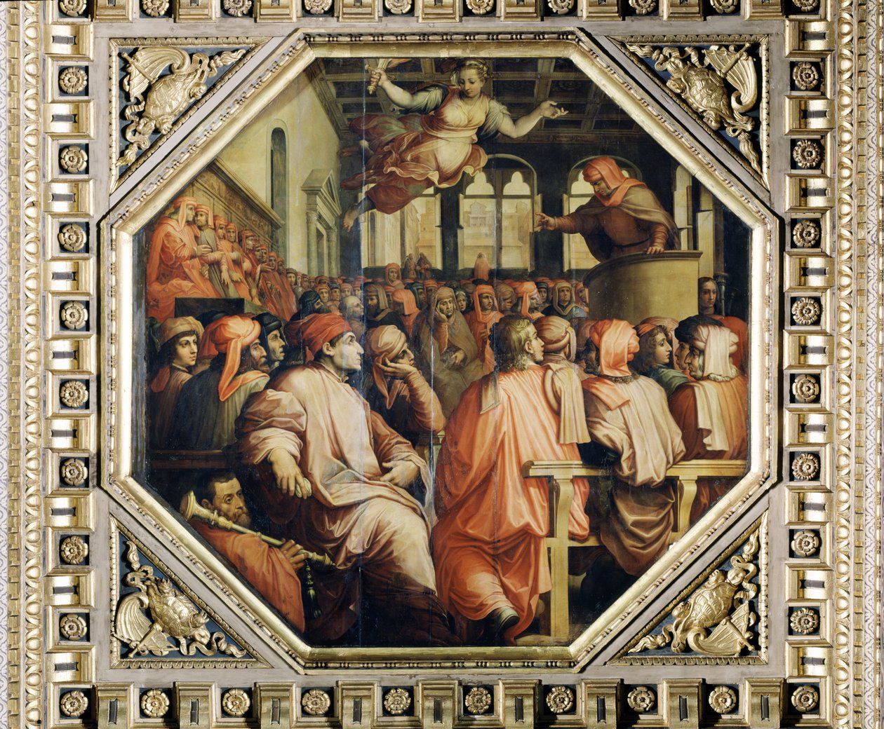 صلاة أنطونيو جياكوميني للحرب مع بيزا من سقف Salone dei Cinquecento ، 1565 (لوحة) بواسطة جورجيو فاساري