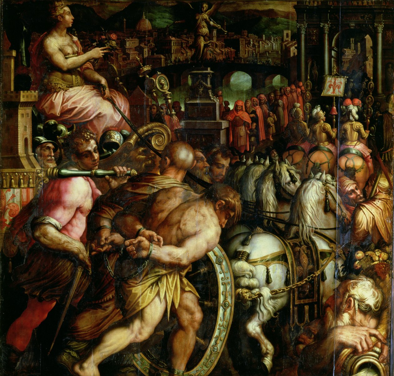 The Triumph after the War with Pisa from the ceiling of the Salone dei Cinquecento بواسطة جورجيو (وورشة عمل) فاساري
