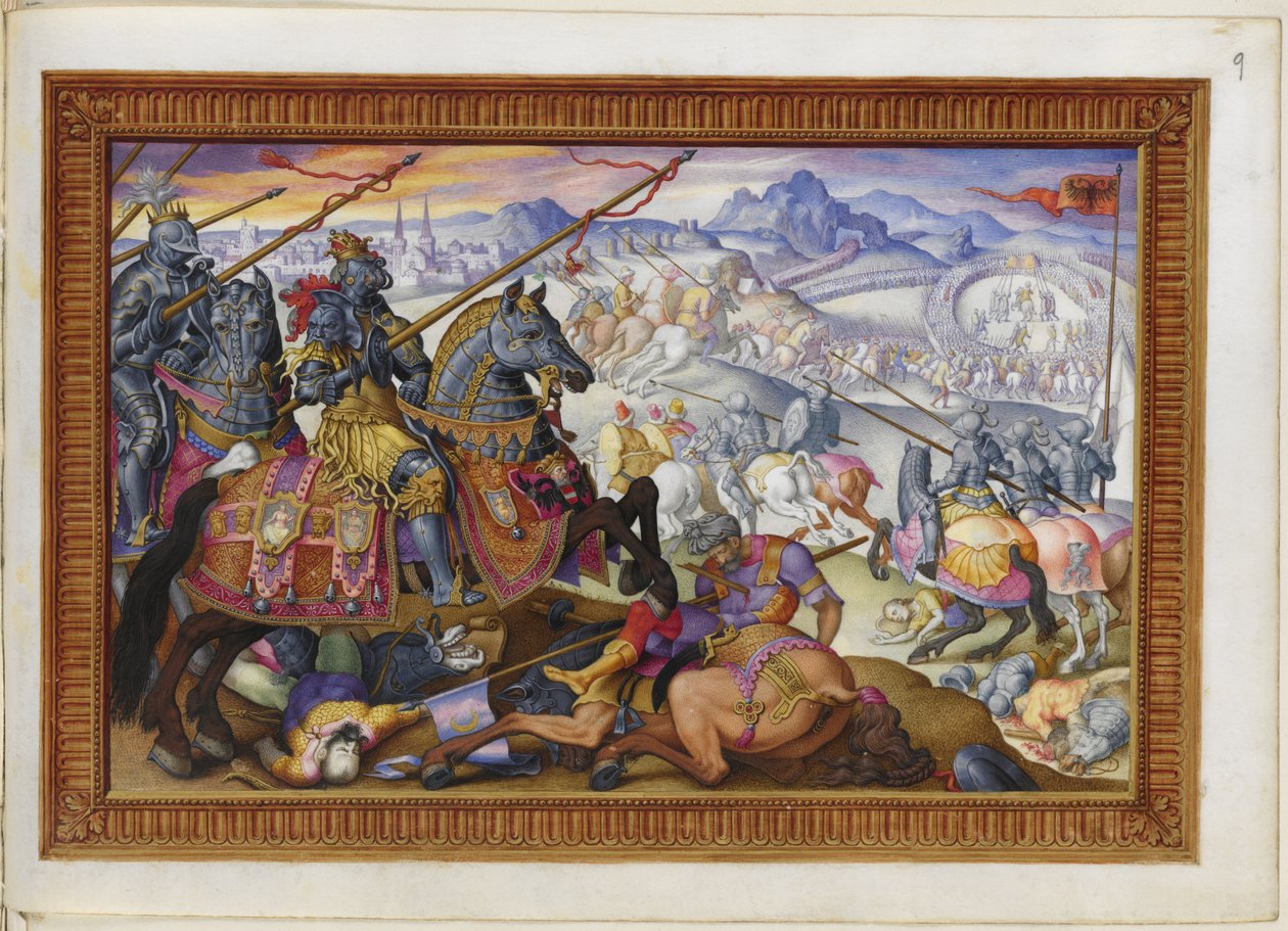 إضافة MS 33733 f.9 سليمان وجيشه طردوا من حصار فيينا بواسطة جورجيو جوليو (Attr. to) Clovio