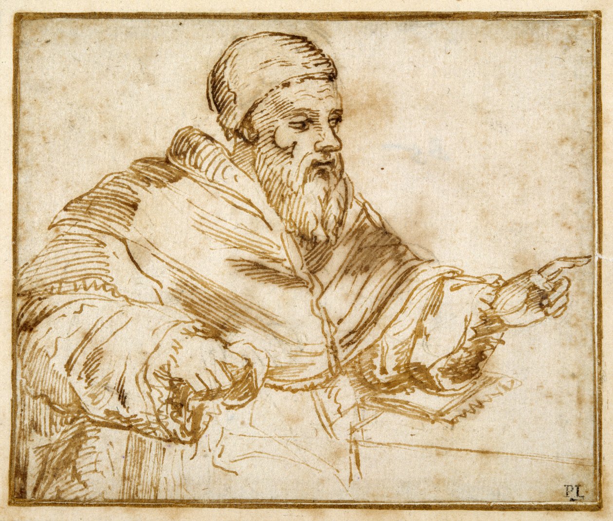 Clement VII seated at a table (pen & ink on paper) بواسطة جورجيو فاساري