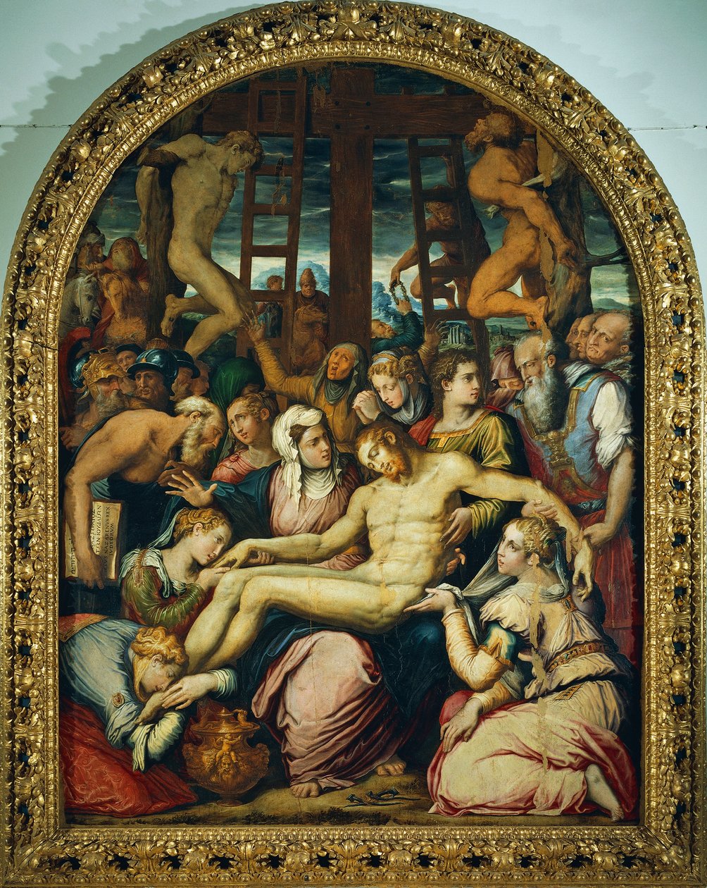 الرثاء على المسيح الميت المخلوع من الصليب ، بواسطة جورجيو فاساري (1511-1574) ، زيت على لوح ، 295 × 222 سم. بواسطة جورجيو فاساري