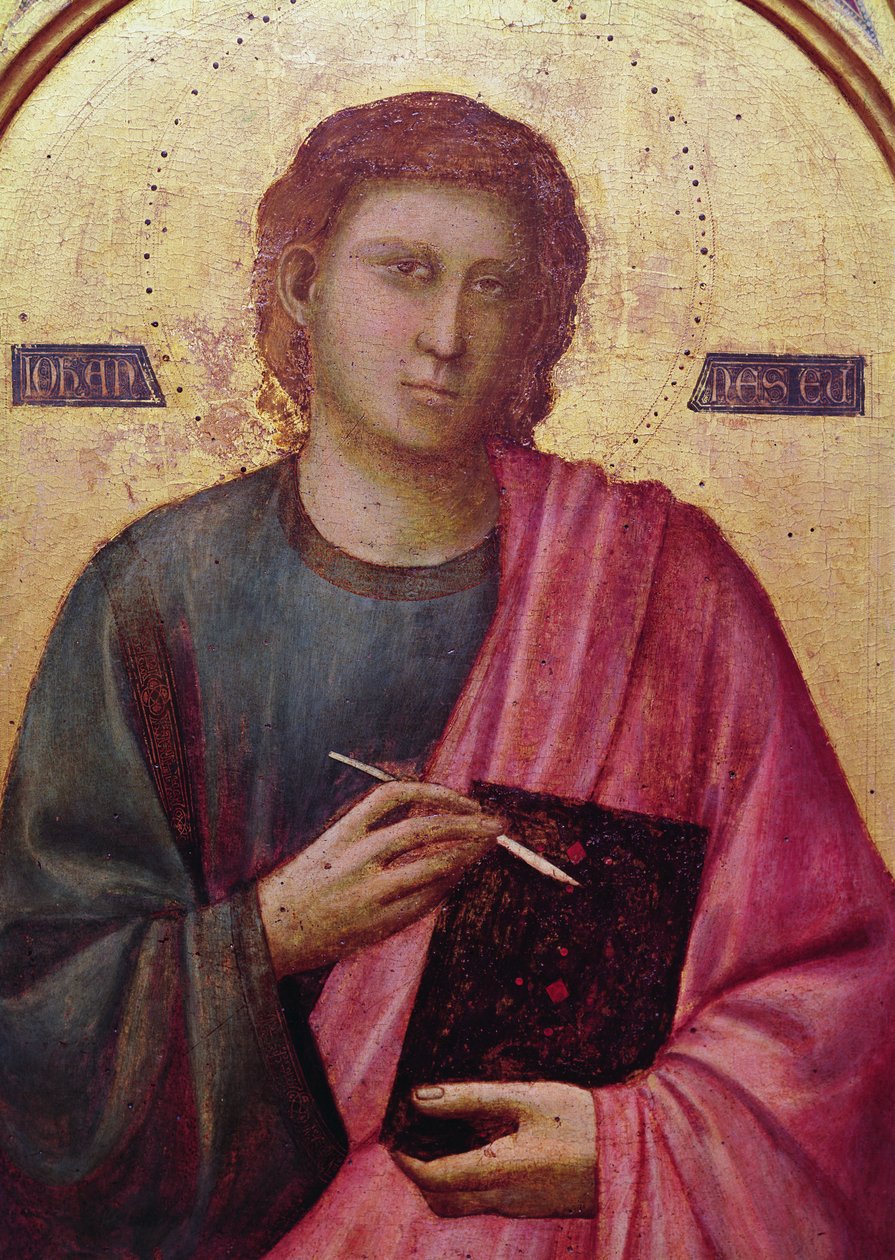 القديس يوحنا الإنجيلي ، اللوحة اليسرى من Badia Altarpiece ، c.1301 (درجة الحرارة على اللوحة) (تفاصيل 50341) بواسطة جيوتو دي بوندوني