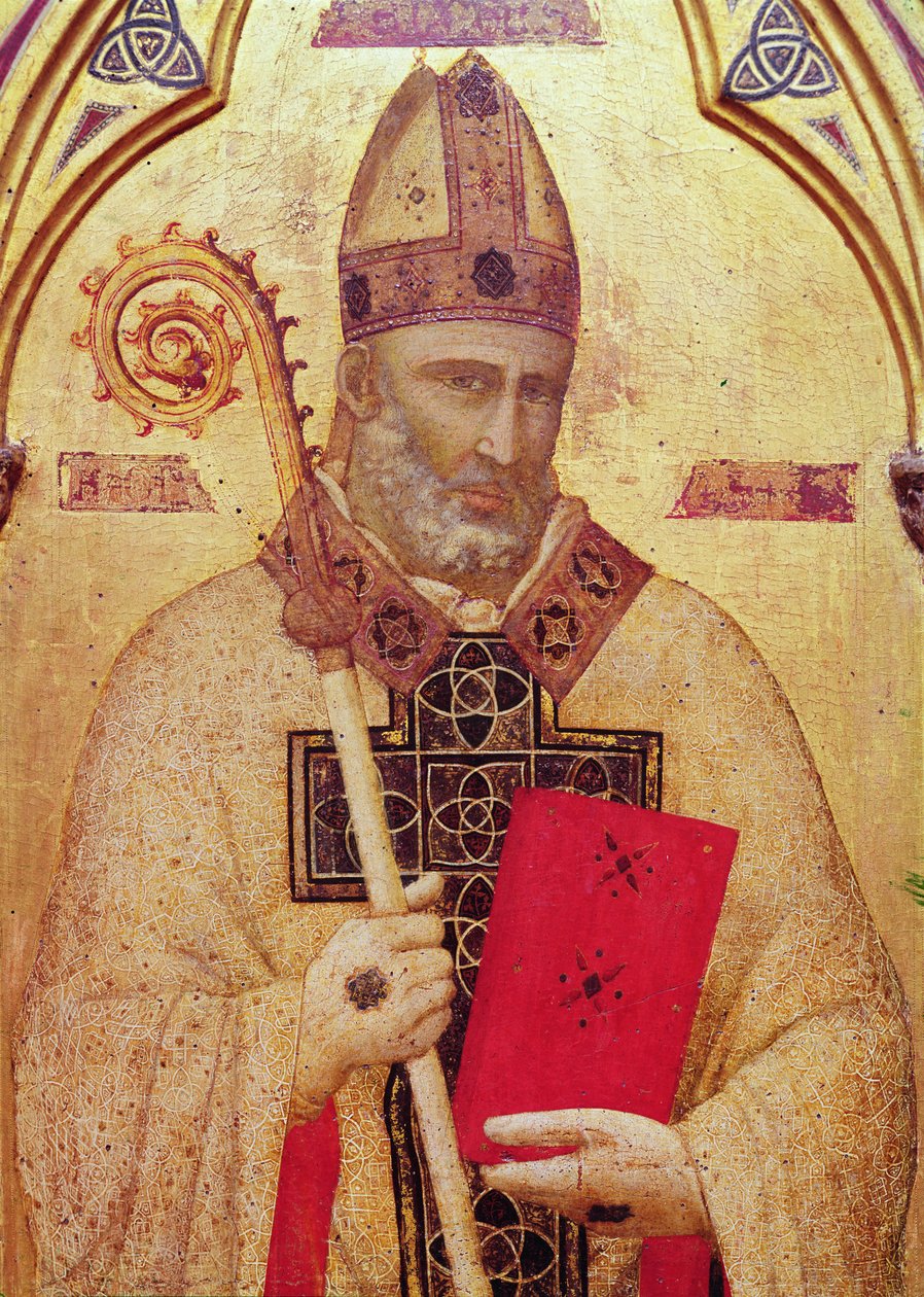 سانت نيكولاس ، لوحة أقصى اليسار من Badia Altarpiece ، c.1301 (درجة الحرارة على اللوحة) (تفاصيل 50341) بواسطة جيوتو دي بوندوني