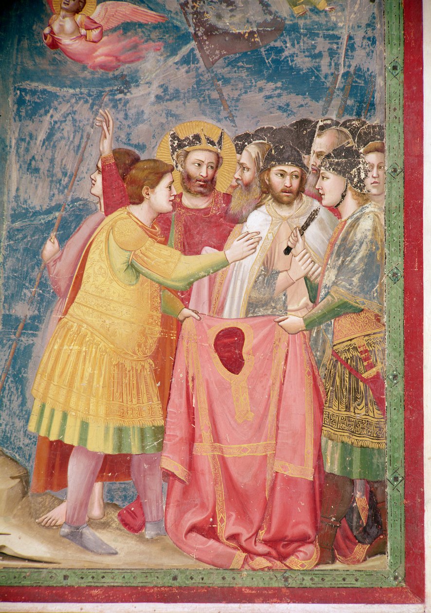 الصلب ، تفاصيل الجنود الذين يحملون سترة المسيح ، c.1303-05 بواسطة جيوتو دي بوندوني
