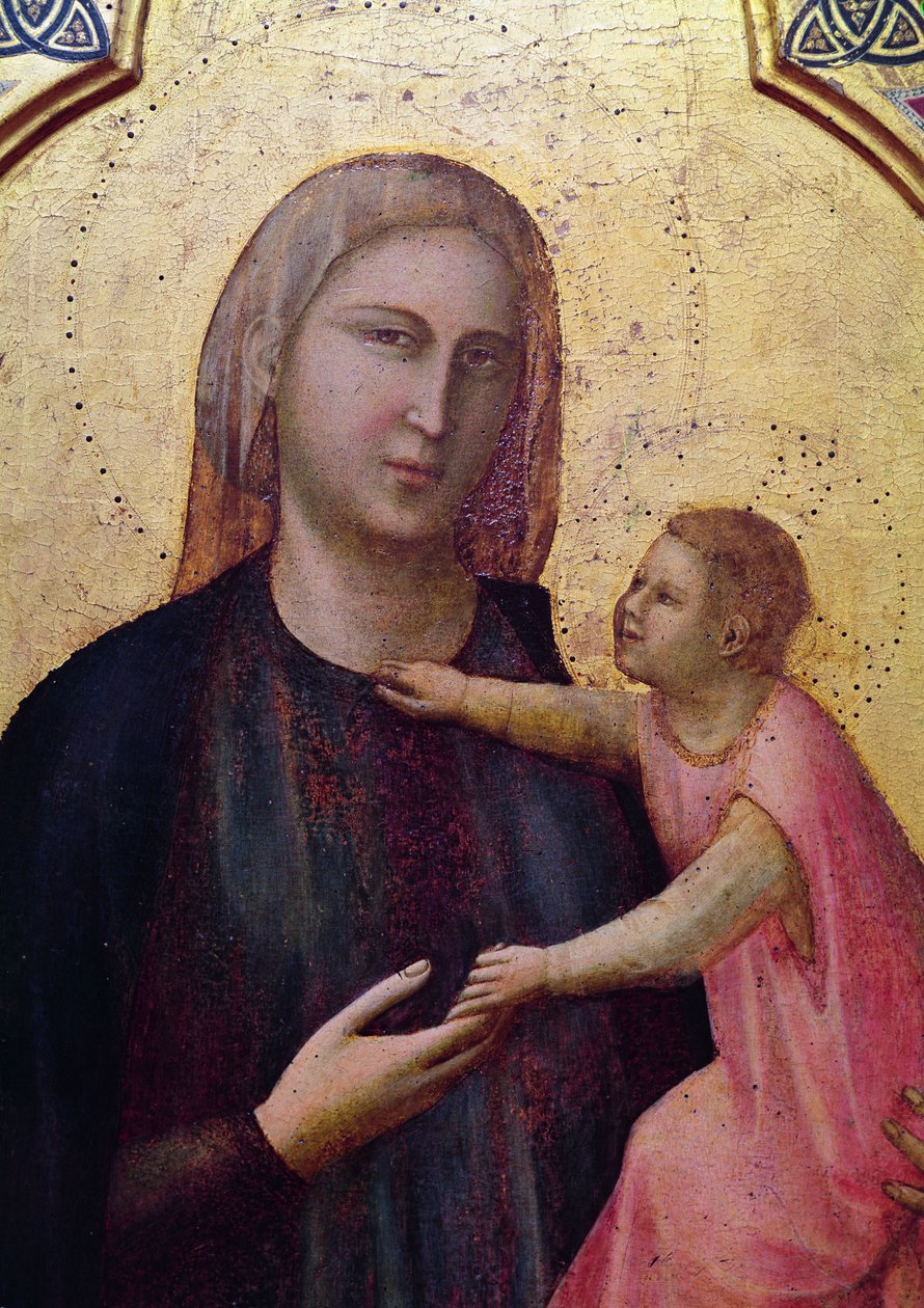 العذراء والطفل ، اللوحة المركزية لبدية Altarpiece ، c.1301 (درجة الحرارة على اللوحة) (تفاصيل 50341) بواسطة جيوتو دي بوندوني