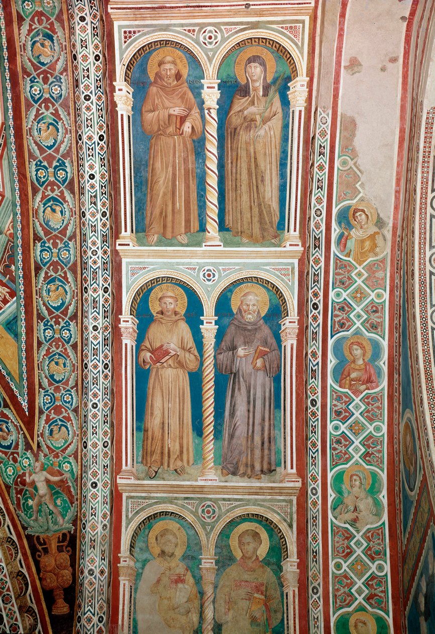 Representation of the Saints Francois of Assisi, St. Claire, St. Benedict and St. Anthony of Padua (Fresco بواسطة جيوتو (سي 1266 1337)
