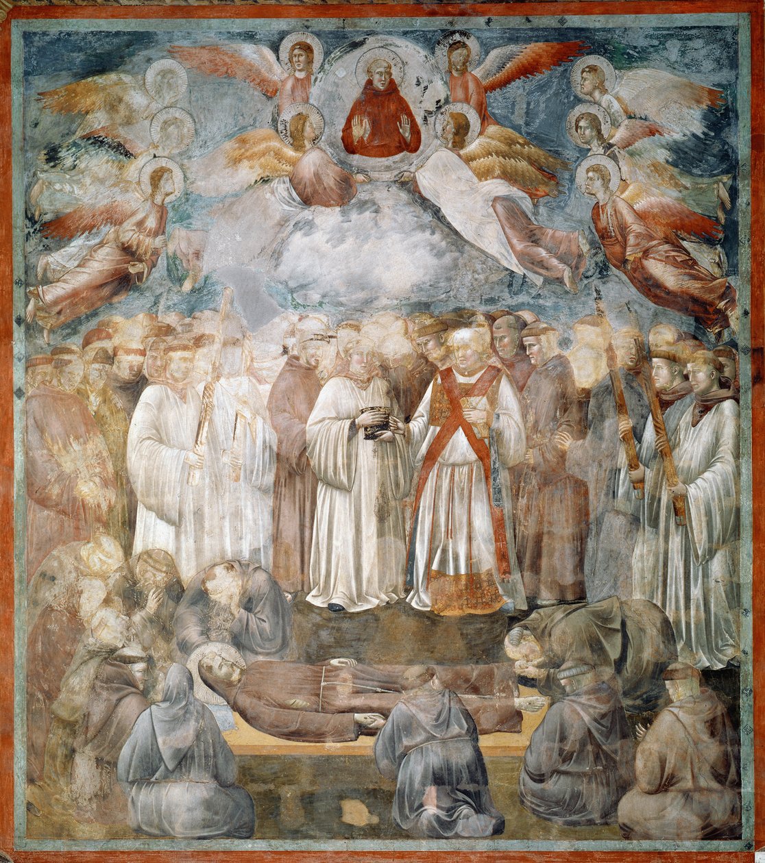 The funeral of Saint Francis of Assisi and the verification of stigmas - Fresco بواسطة جيوتو (سي 1266 1337)
