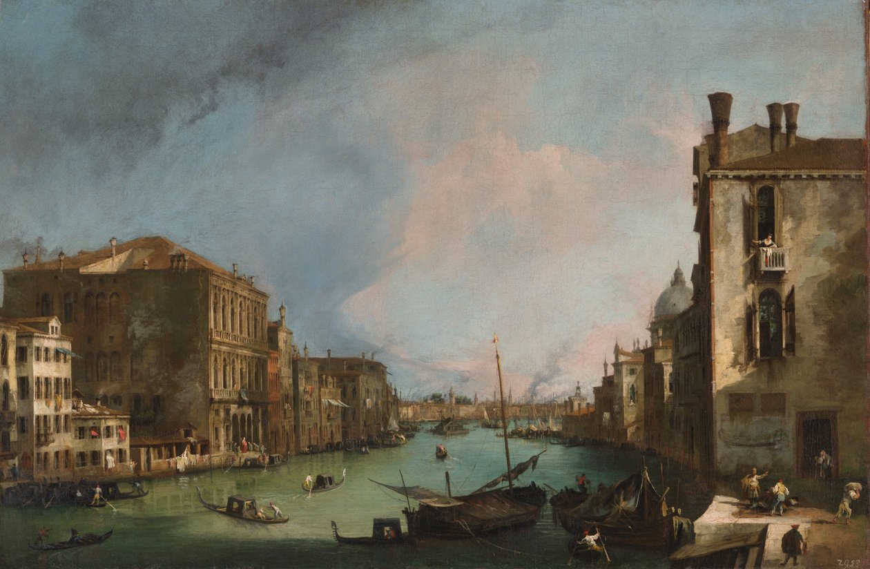 القناة الكبرى في البندقية مع ركن Palazzo Canale Grande بواسطة قناة جيوفاني أنطونيو (كاناليتو)