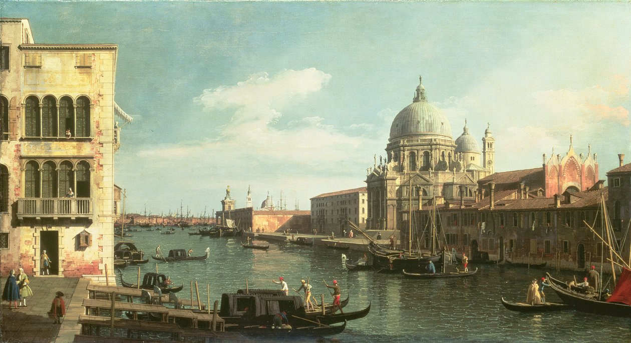 منظر للقناة الكبرى: Santa Maria della Salute and the Dogana from Campo Santa Maria Zobenigo ، أوائل 1730s بواسطة قناة جيوفاني أنطونيو (كاناليتو)