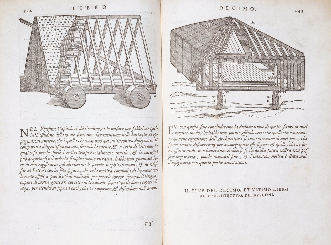 طرق نقل السقوف الجاهزة إلى الموقع من "Della Architettura" ، نشر 1590 بواسطة جيوفاني أنطونيو روسكوني