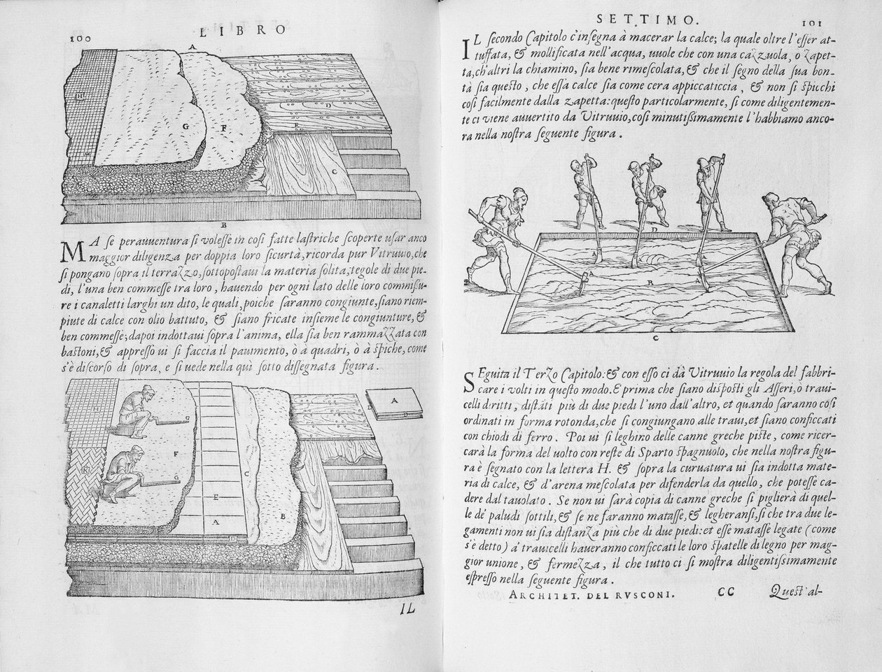 مراحل وطرق وضع الأرضيات ، من Della Architettura ، تم نشره عام 1590 (انظر أيضًا 205051) بواسطة جيوفاني أنطونيو روسكوني
