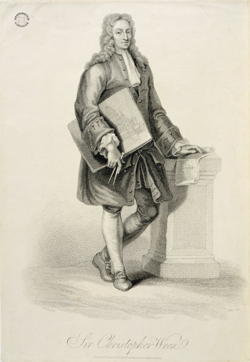 السير كريستوفر رين (1632-1723) ، منقوش بواسطة جيمس غودبي (fl.1790-1820) ، حانة. بقلم إدوارد أورم ، 1815 بواسطة جيوفاني باتيستا سيبرياني