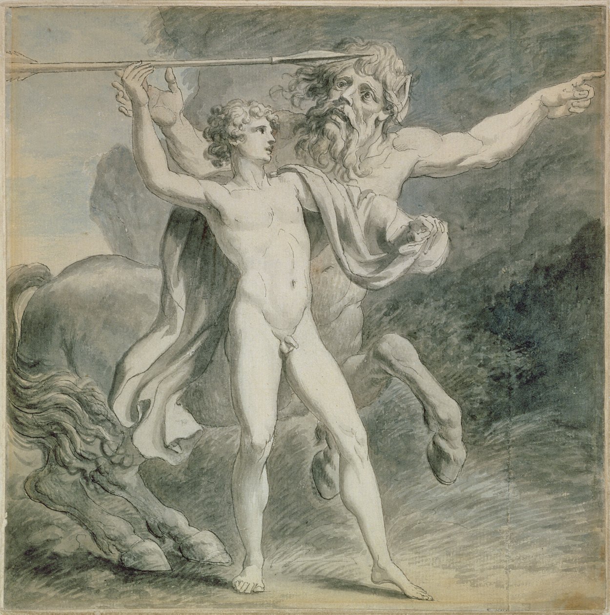 تعليم أخيل ، 1776 (قلم وحبر مع غسل رمادي على ورق) بواسطة جيوفاني باتيستا سيبرياني