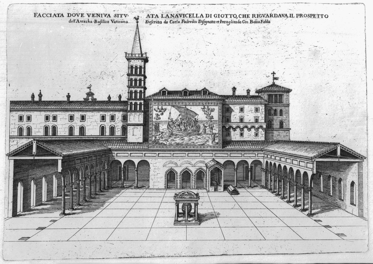 The Benediction Loggia في كنيسة الفاتيكان القديمة مع إطلالة على فسيفساء Giotto بواسطة جيوفاني باتيستا فالدا