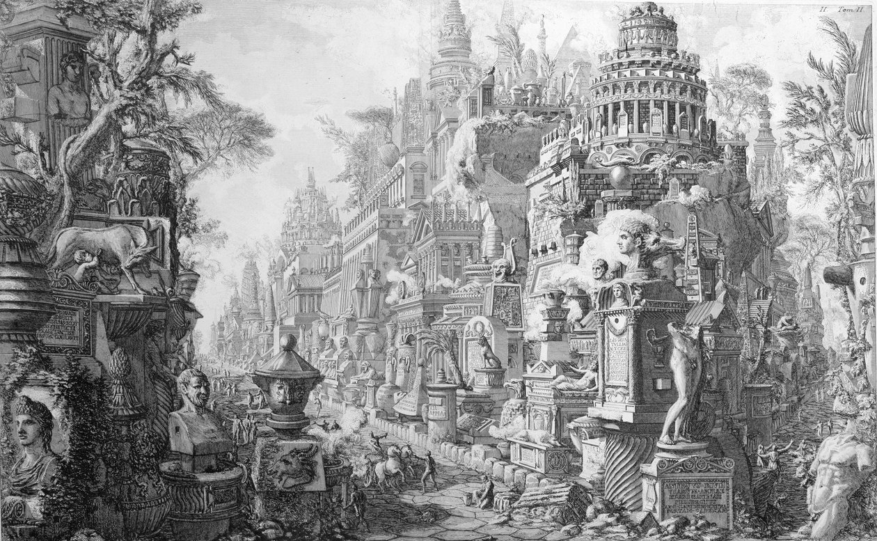 واجهة مجردة لروما وتاريخها ، من "Le Antichita Romane de GB Piranesi (1756)" ، نُشر في باريس ، 1835 بواسطة جيوفاني باتيستا بيرانيسي
