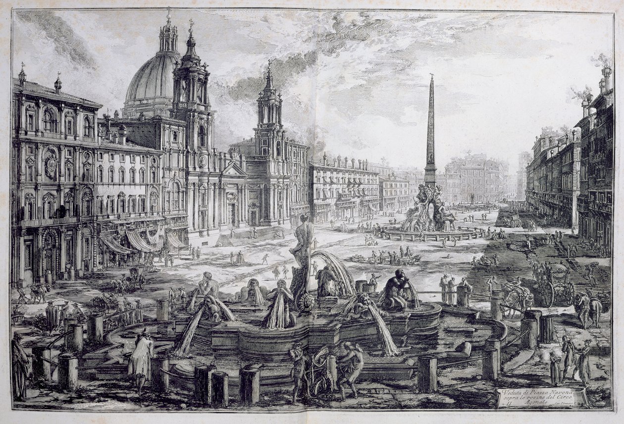 ساحة نافونا ، من "Le Antichita Romane de GB Piranesi (1756)" ، نشرت باريس 1835 بواسطة جيوفاني باتيستا بيرانيسي