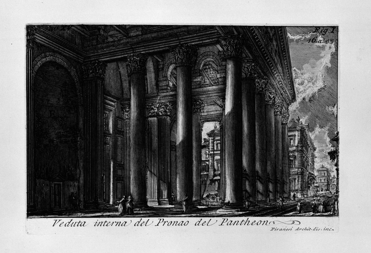 المنظر الداخلي ل Pronao del Pantheon بواسطة جيوفاني باتيستا بيرانيسي