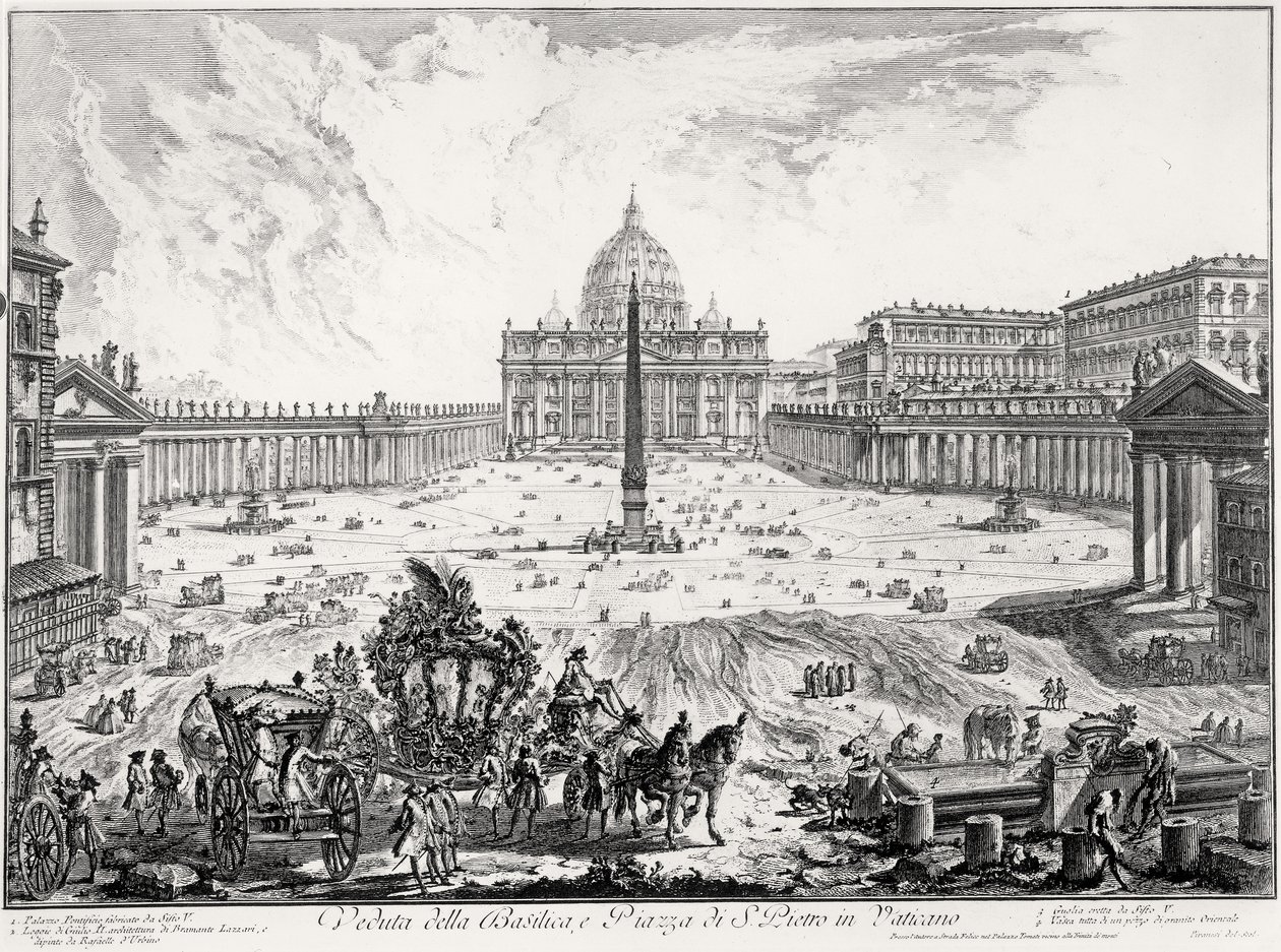 منظر لكاتدرائية وساحة القديس بطرس ، من سلسلة `` مناظر روما &39;&39; ، c.1760 بواسطة جيوفاني باتيستا بيرانيسي