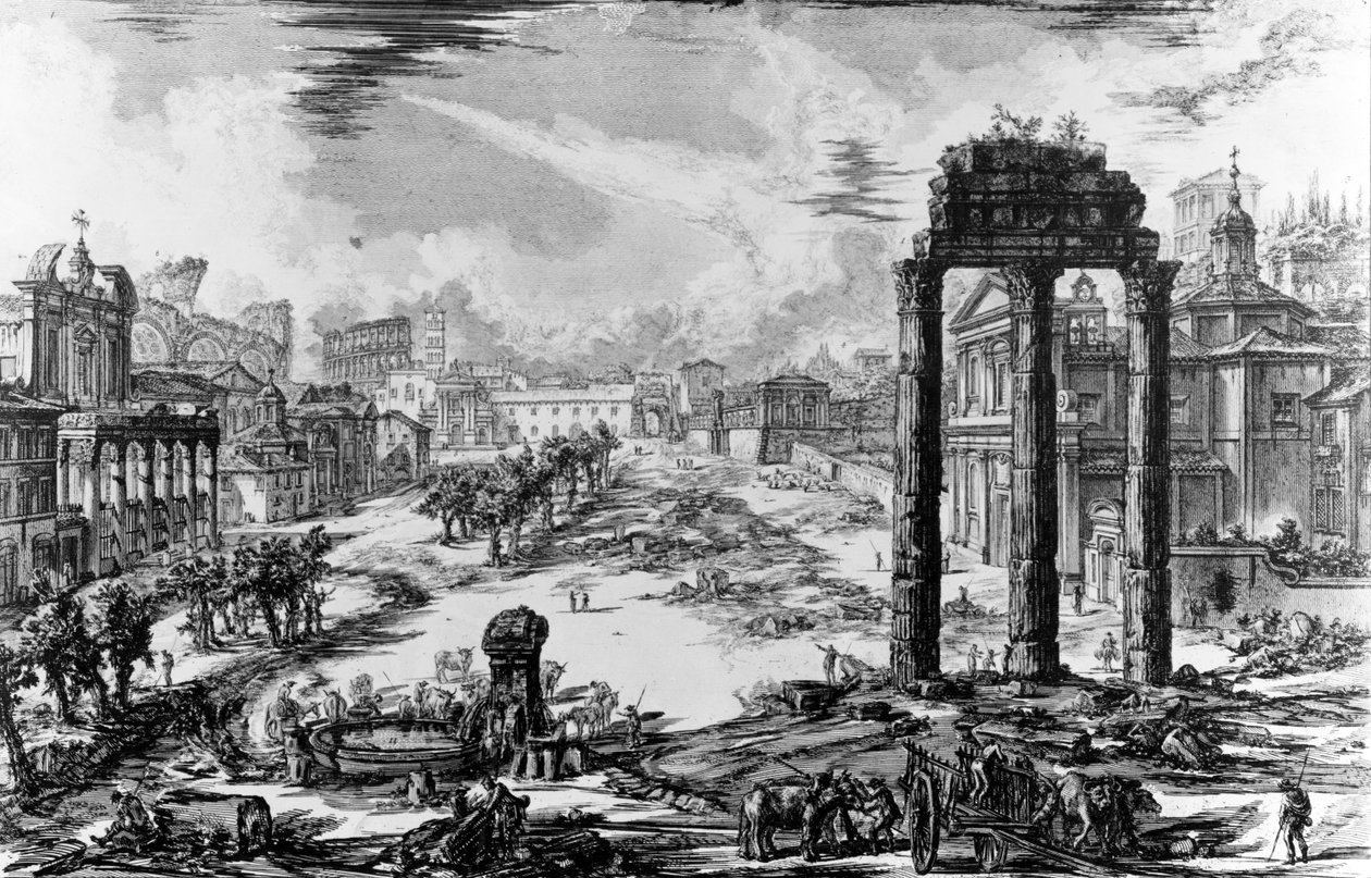 منظر للمنتدى الروماني ، من سلسلة "مناظر روما" ، 1758 بواسطة جيوفاني باتيستا بيرانيسي