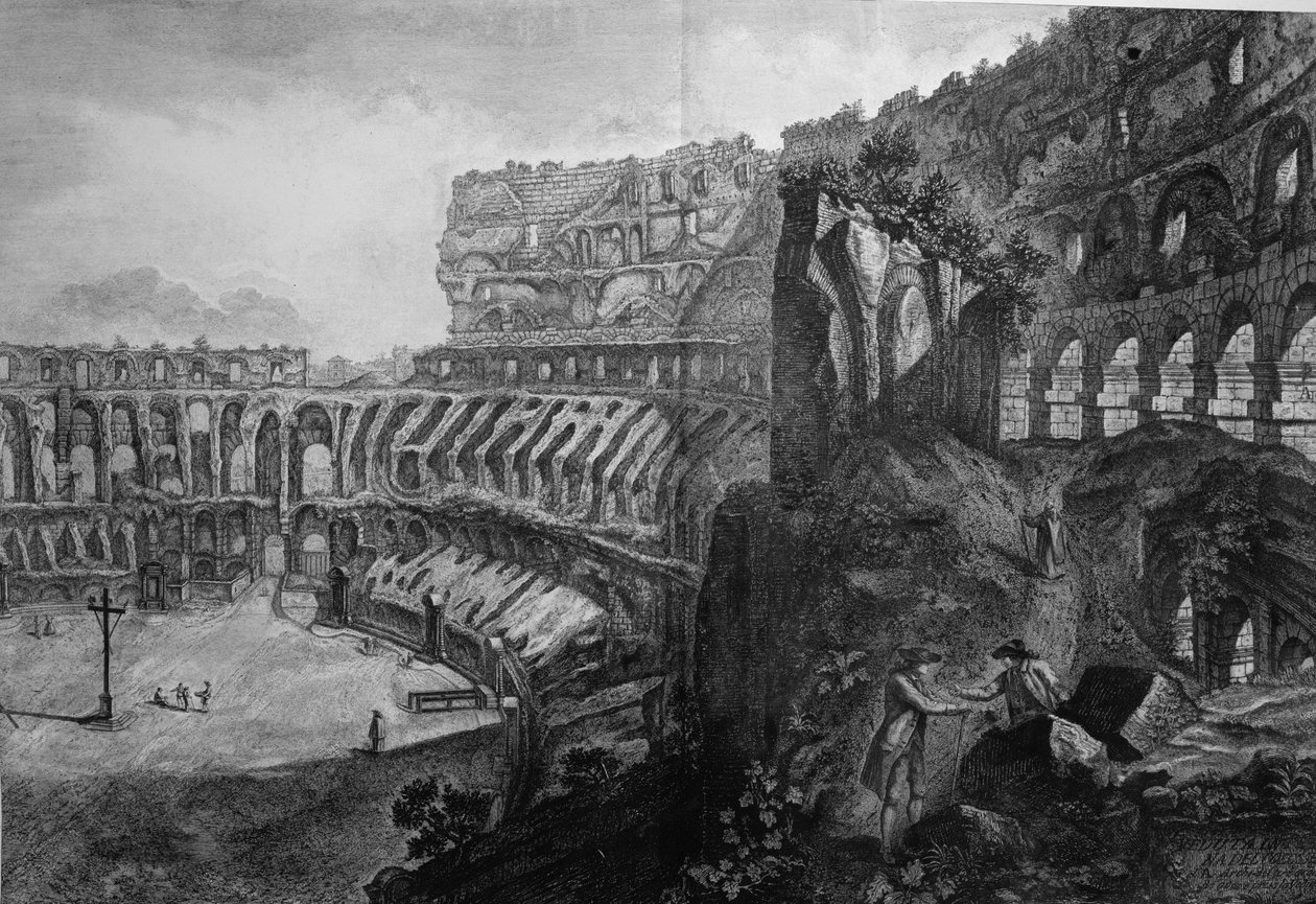 منظر داخلي للمدرج ، من "Le Antichita Romane de GB Piranesi (1756)" ، نُشر في باريس ، 1835 بواسطة جيوفاني باتيستا بيرانيسي