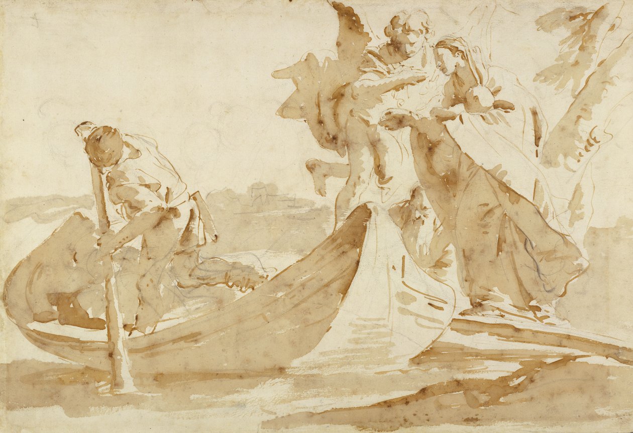 رحلة إلى مصر ، 1725-1735 (قلم وحبر بني مع غسل بني فوق الطباشير الأسود) بواسطة جيوفاني باتيستا تيبولو