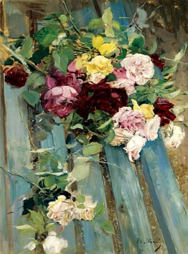 الحياة الساكنة مع RosenGerman: Still Life with RosennPolski: Martwa natura z rozan بواسطة جيوفاني بولديني
