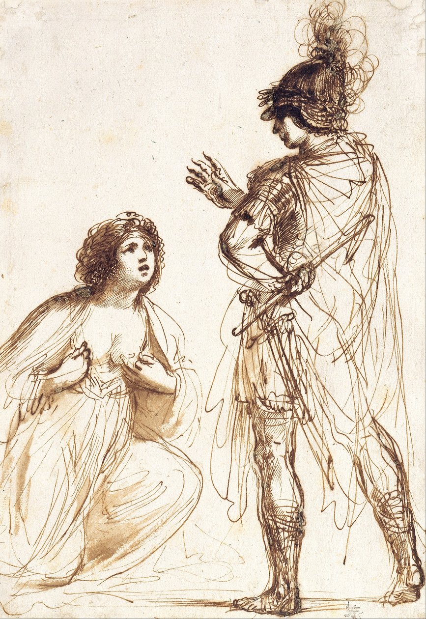 كليوباترا وأوكتافيان بواسطة جيوفاني فرانشيسكو باربيري (Il Guercino)