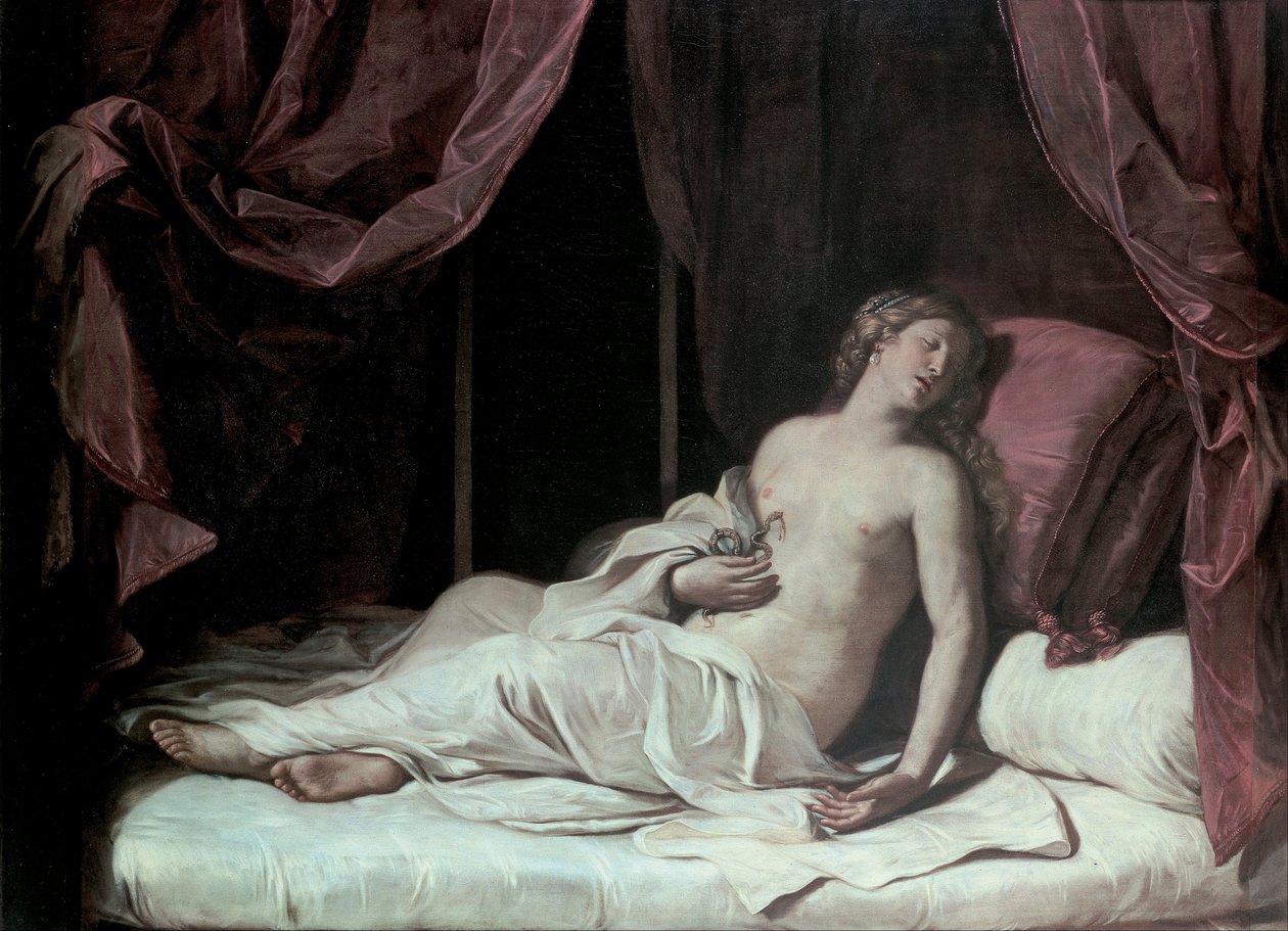 وفاة كليوباترا بواسطة جيوفاني فرانشيسكو باربيري (Il Guercino)