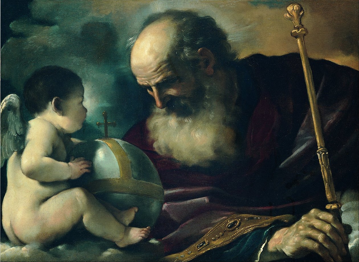 الله الآب والملاك بواسطة جيوفاني فرانشيسكو باربيري (Il Guercino)