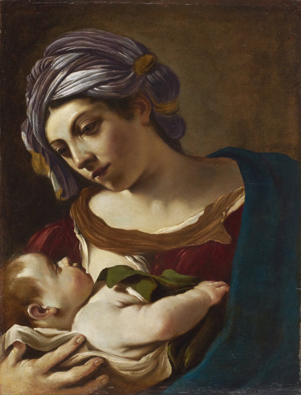 مادونا والطفل بواسطة جيوفاني فرانشيسكو باربيري (Il Guercino)