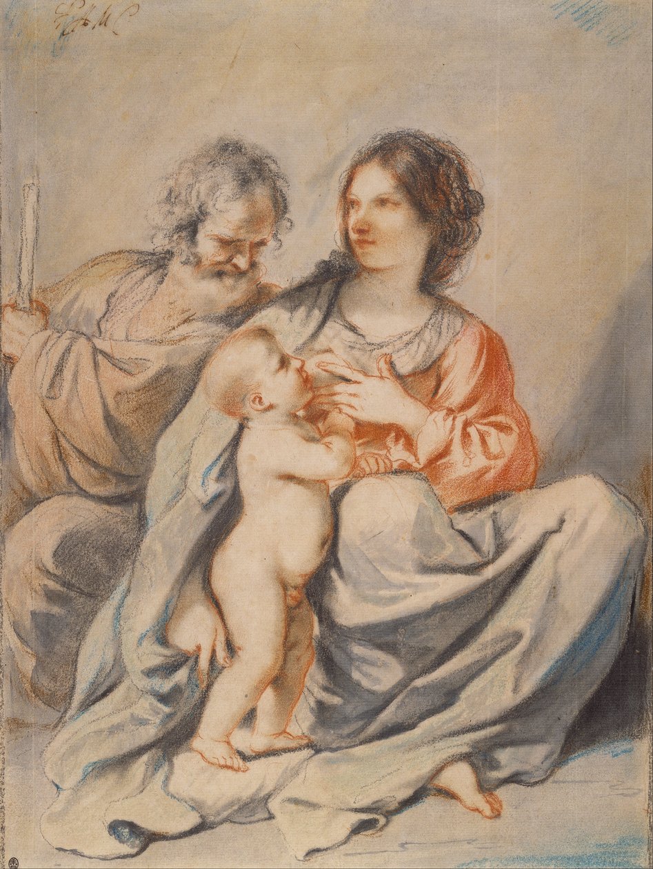 العائلة المقدسة بواسطة جيوفاني فرانشيسكو باربيري (Il Guercino)