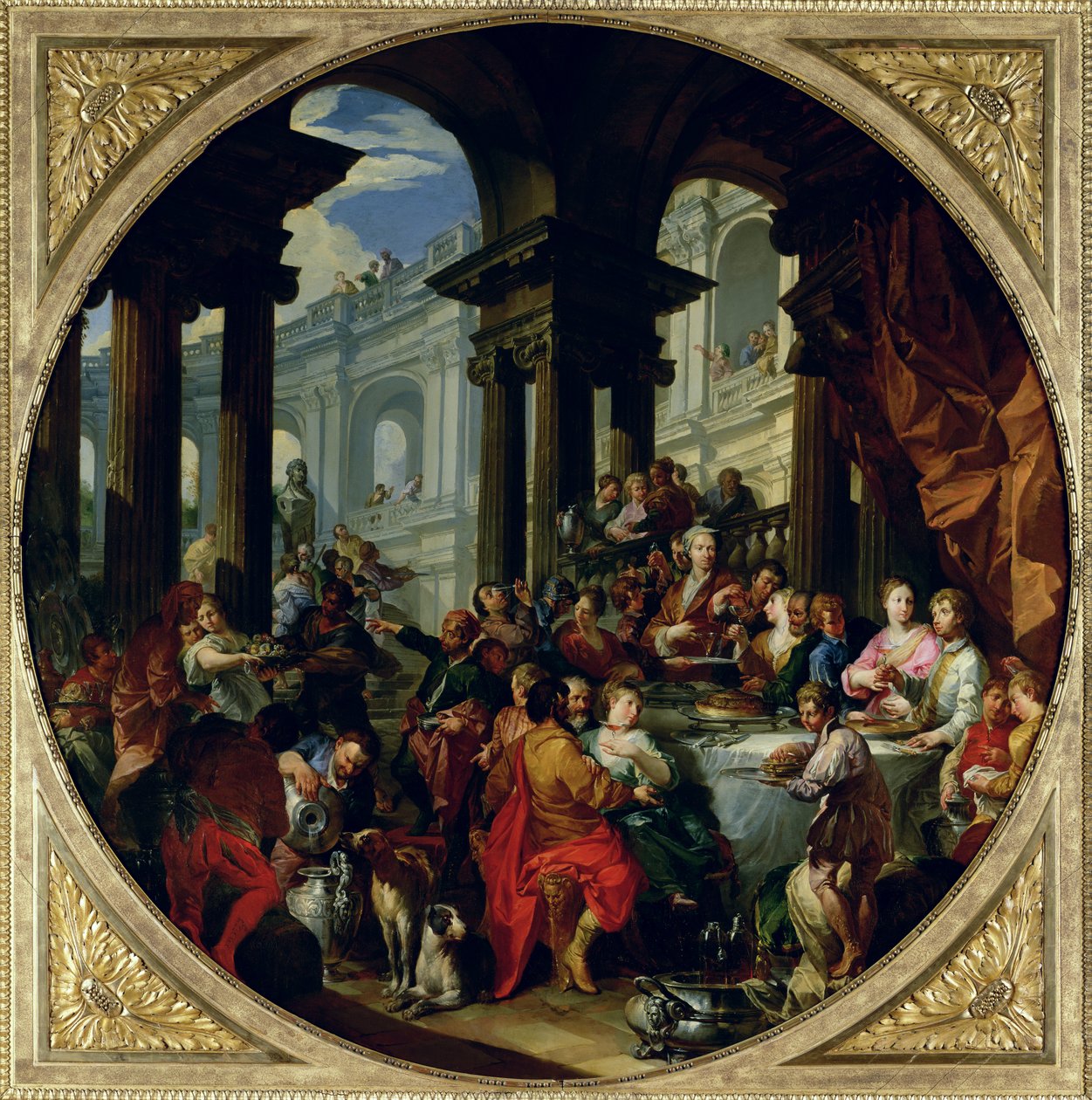 وليمة تحت رواق أيوني ، c.1720-25 بواسطة جيوفاني باولو بانيني