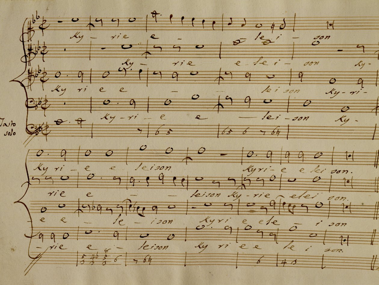 نتيجة Kyrie Eleison من "Messa a quattro voci" ، نسخة القرن الثامن عشر بواسطة Giovanni Pierluigi da Palestrina