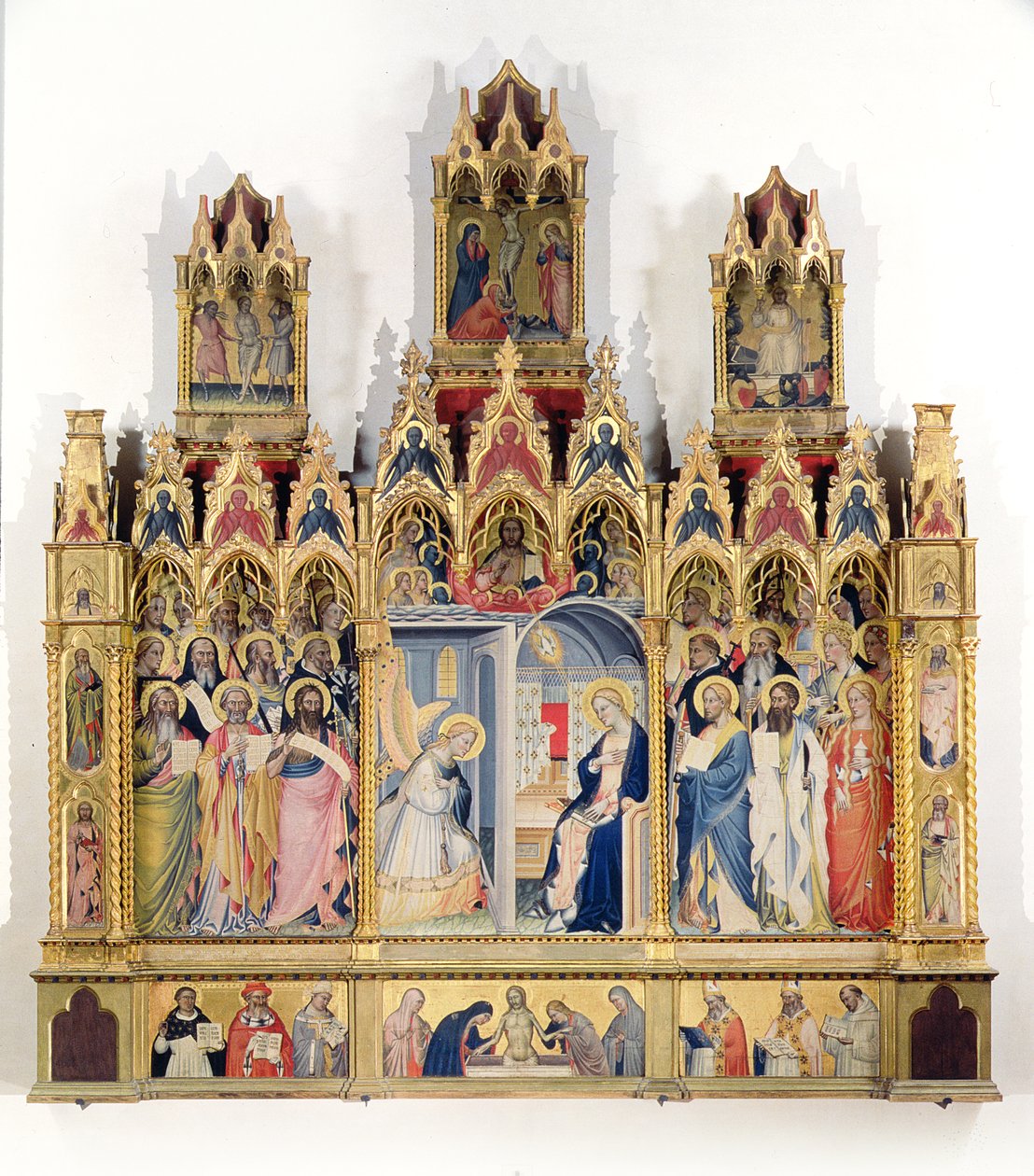 البشارة مع القديسين (درجة الحرارة على اللوحة) بواسطة Giovanni di Niccolo del Biondo