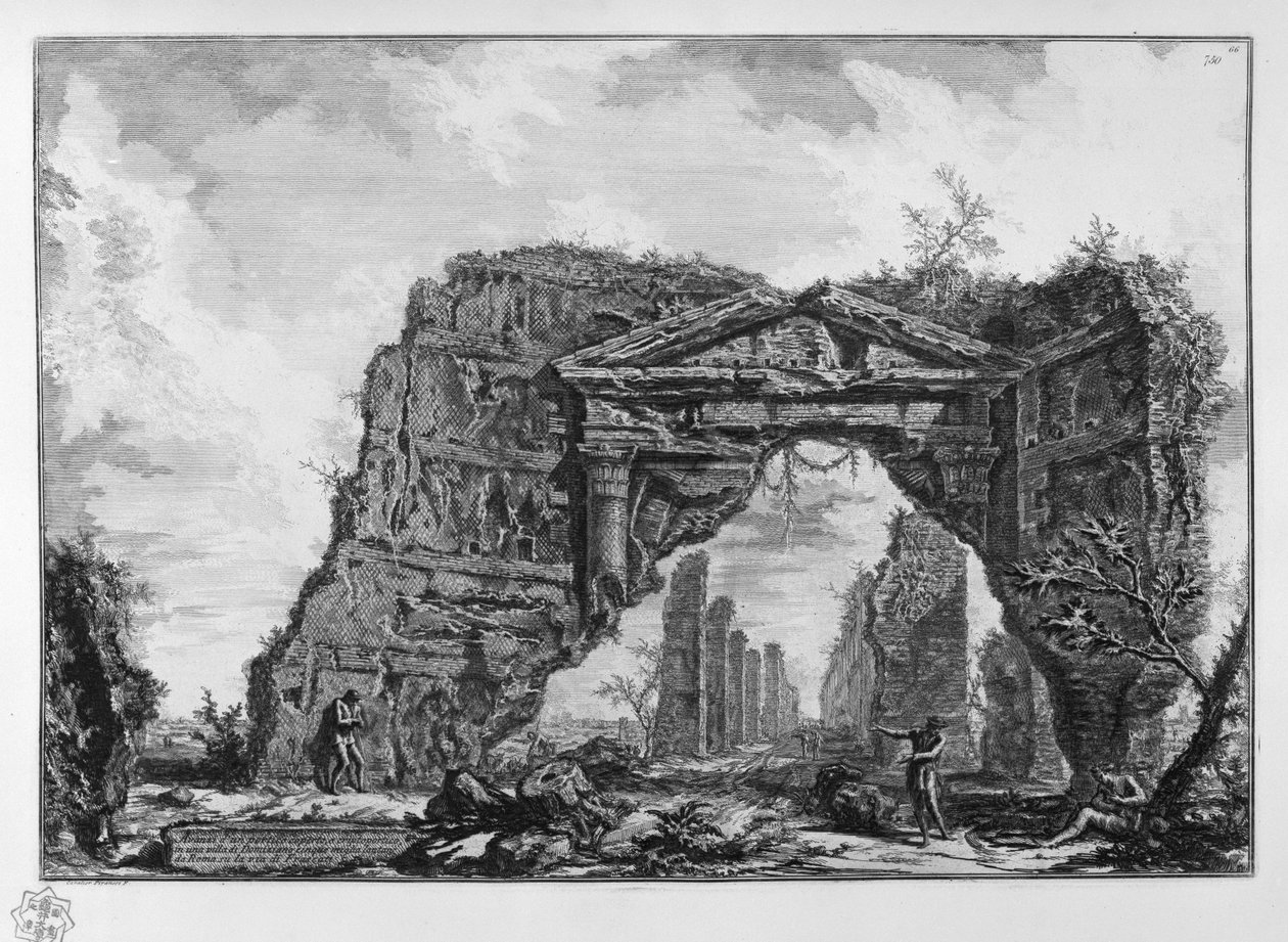 كنت تخطو على الشرفة المغطاة ، أو cryptoporticus ، في فيلا دوميتيان (Castel Gandolfo؟) على بعد خمسة أميال من روما عبر via di Frascati بواسطة جيوفاني باتيستا بيرانيسي