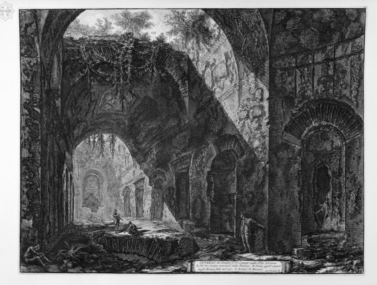 التصميم الداخلي لـ Tempio di Canopo في فيلا Adriana بواسطة جيوفاني باتيستا بيرانيسي