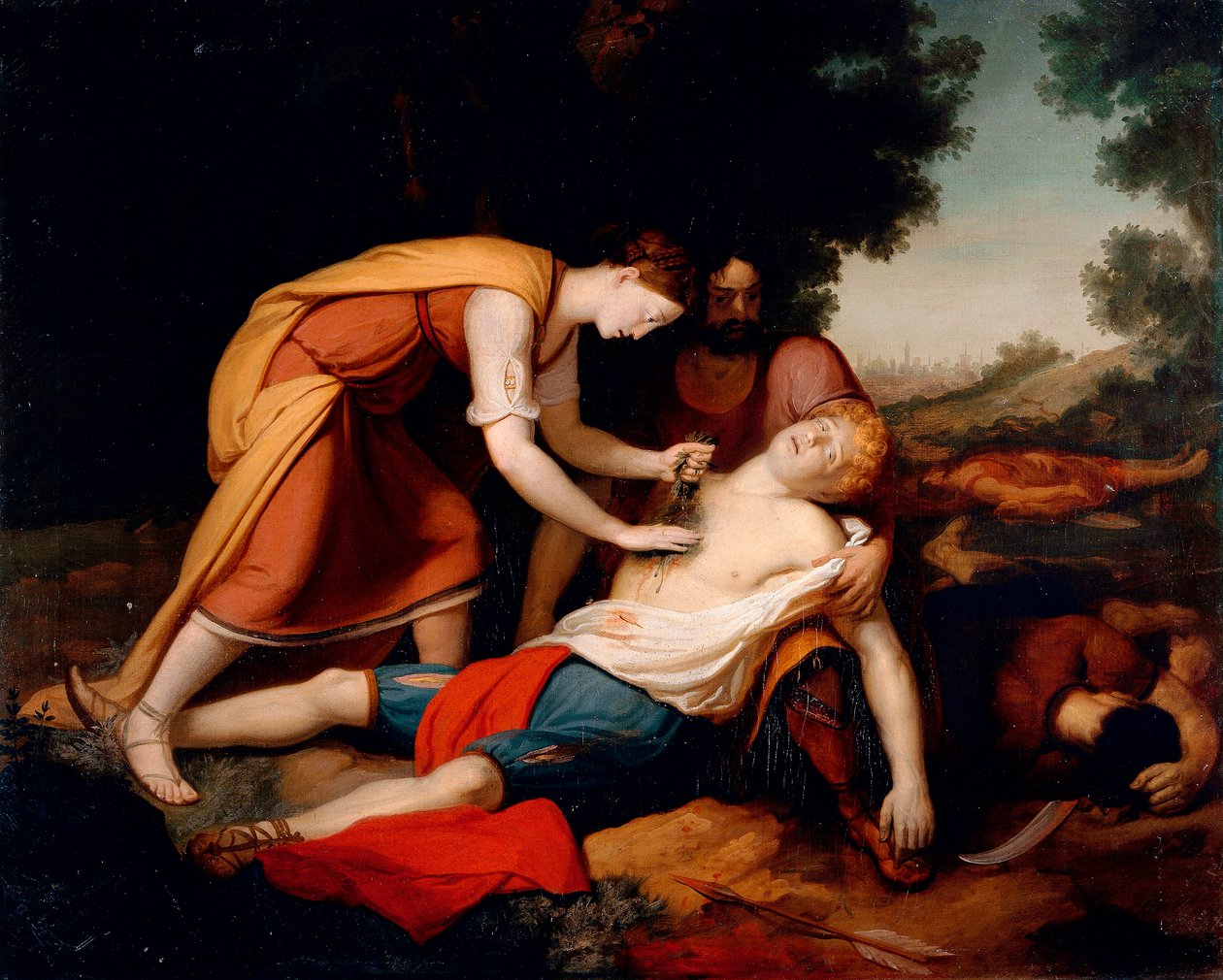 Erminia يعالج Tancred ، بواسطة Gerolamo Costa (1777 -؟) بواسطة جيوفاني (1826-1903) كوستا