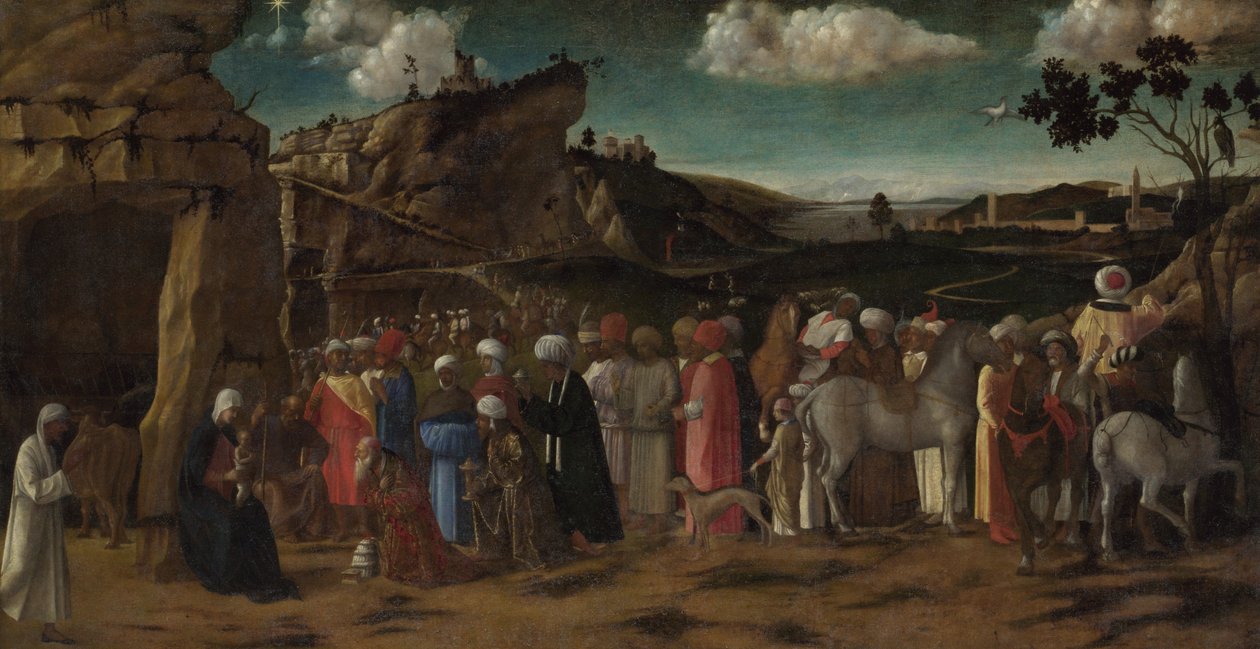 عبادة الملوك حوالي 1475-80 (زيت على قماش) بواسطة جيوفاني (ورشة عمل) بيليني