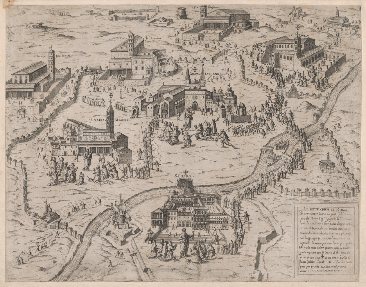 الكنائس السبع في روما Le Sette Chiese di Roma ، 1575. ، 1575 بواسطة جيوفاني أمبروجيو برامبيلا.