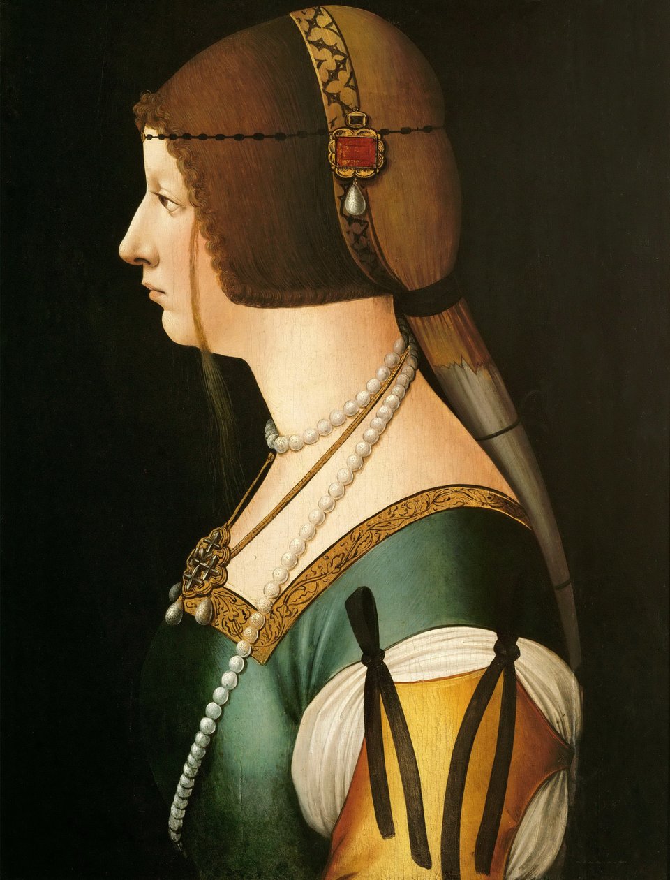 صورة لبيانكا ماريا سفورزا 1472-1510 ، الزوجة الثانية لماكسيميليان الأول ، الإمبراطور الروماني المقدس ، 14 بواسطة جيوفاني أمبروجيو دي بريديس