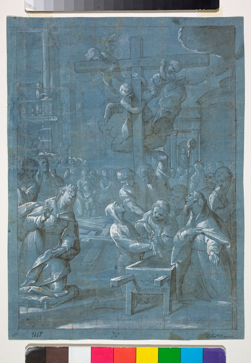 The invention of the Holy Cross, drawing بواسطة جيوفاني أندريا أنسالدو
