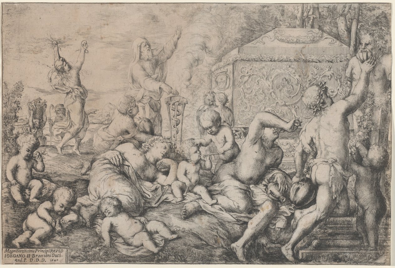 Bacchanal مع المذبح ، Faun ، و Silenus بواسطة جيوفاني أندريا بوديستا
