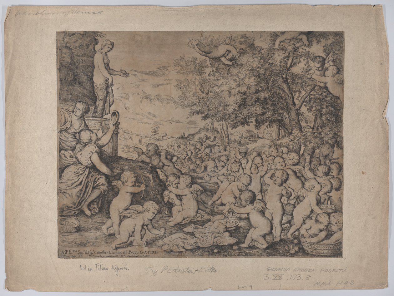 بوتي أمام تمثال فينوس ، بعد تيتيان ، 1636. بواسطة جيوفاني أندريا بوديستا