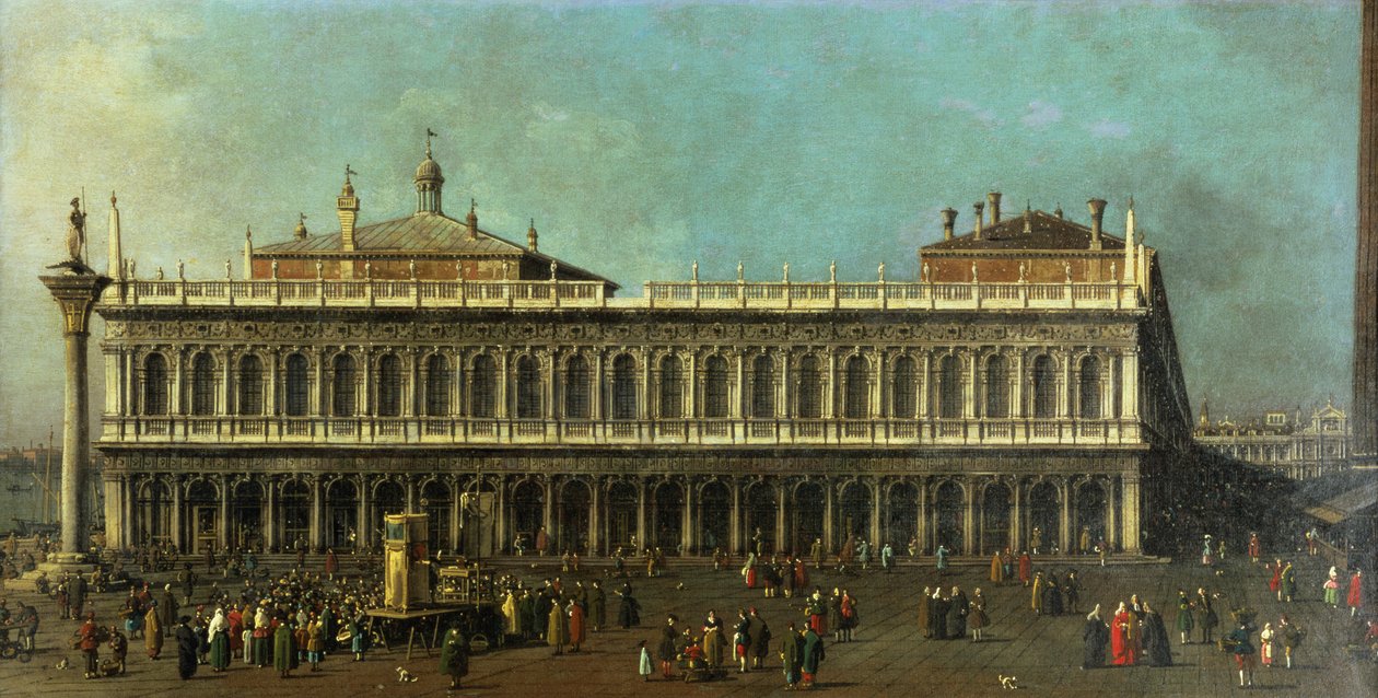 المكتبة و Piazzetta ، البندقية ، تطل على الغرب بأرقام عديدة وعرض للعرائس ، c.1740 بواسطة قناة جيوفاني أنطونيو (كاناليتو)