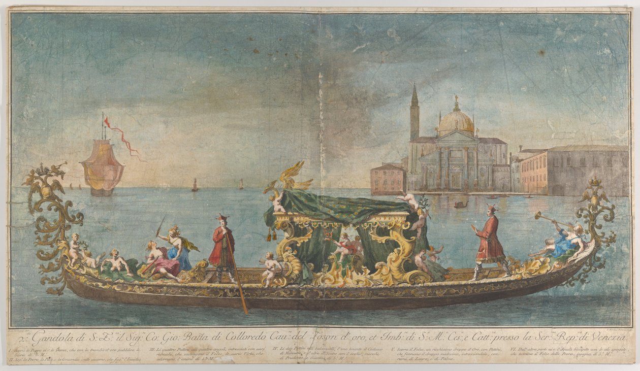 الجندول الثاني المزخرف للغاية للسفير جيوفاني باتيستا كولورادو يدخل ... ، 1720-30. بواسطة جيوفاني أنطونيو فالدوني