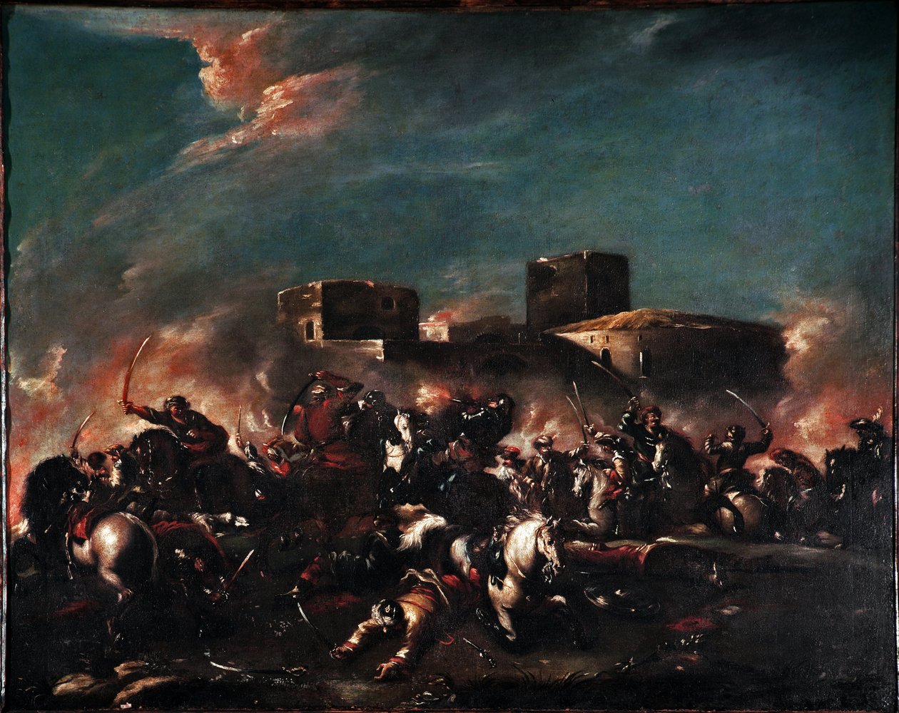 لوحة معركة لجيوفاني أنطونيو غواردي (1699-1760) القرن الثامن عشر متحف البندقية كورير بواسطة جيوفاني أنطونيو جاردي