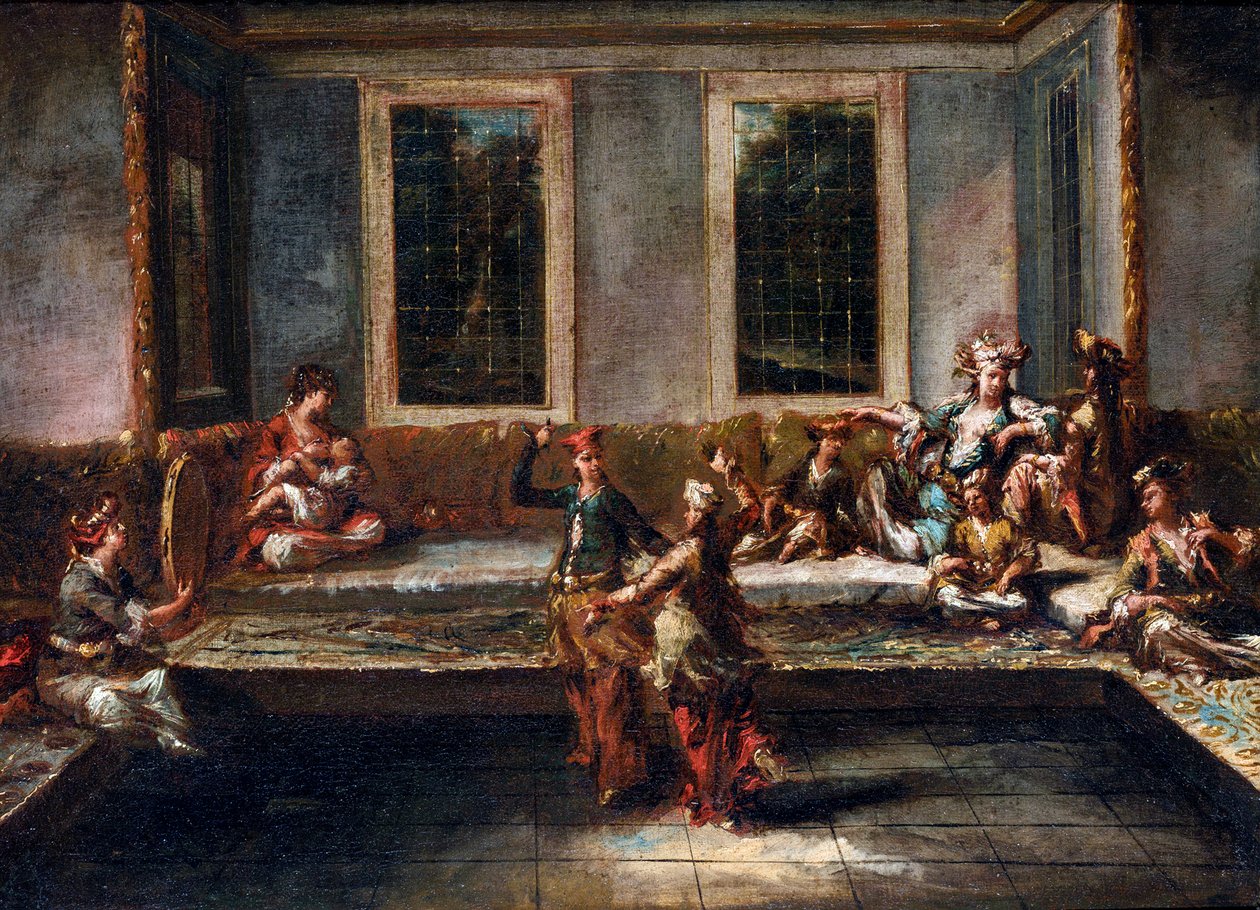 زوجان يرقصان في الحريم حسب غواردي ، جيوفاني أنطونيو (1699-1760). زيت على قماش ، الحجم: 44x61،5 بواسطة جيوفاني أنطونيو جاردي
