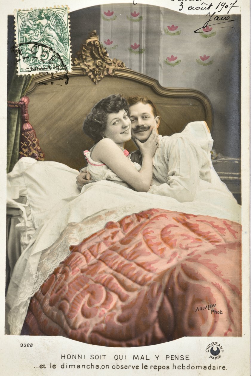 بطاقة بريدية: Honni be qui mal think y / Sunday rest Week - date 1907 بواسطة جيوفاني أنطونيو دا بيسارو